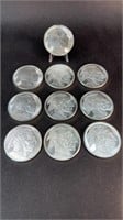 (10) ONE OUNCE SILVER ROUNDS
