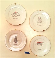 4 PC XMAS PLATES, MERRY MASTER PIECES 1ST EDITION