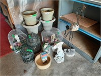 Garden Lot: Cages, Plastic Flower Pots, Ceramic