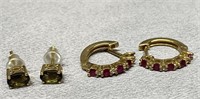 2 pairs sterling silver D'Joy earrings set w/