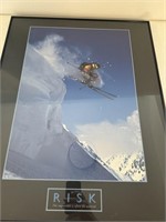 Risk motivation quote ski skier skiing poster -