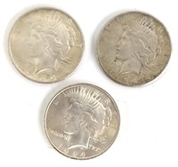 1924, 1924-S, & 1925 Peace Silver Dollars