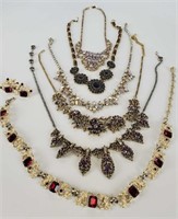 Beautiful Lot Of Rhinestone Necklaces Lot Of 8