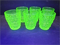 Set of 6 Uranium Glass Shot Glasses