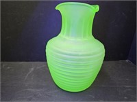 Uranium Glass Pitcher 8" high