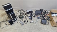 Assorted Speakers, Cords, Chargers