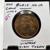 NICE BLACK HAWK VINTAGE INDIAN TOKEN