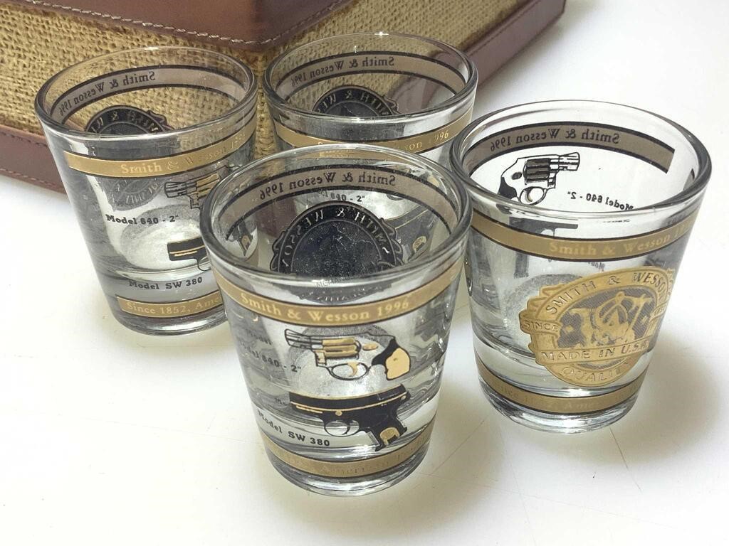 4 Smith & Wesson 1996 Shot Glasses by Libbey