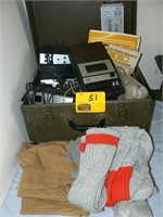 ARMY CHEST WITH ELECTRONICS, WOOL SOCKS AND