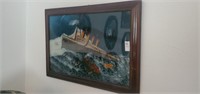 Titanic Antique Reverse painting on glass w