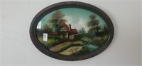 Antique reverse painting on glass w Mother of