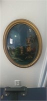 On the Danube antique reverse painting on glass w