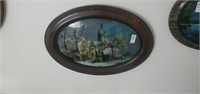 Antique Christmas Eve Reverse painting on glass w