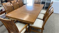 9 pc DINING TABLE SET, all oak table with