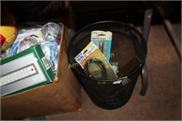 WASTE BASKET WITH MISC. ITEMS