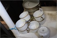 GOLD RIMMED CUPS AND SAUCERS