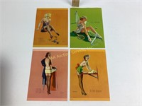 (4) Gil Elvgren pinup girl lithograph prints