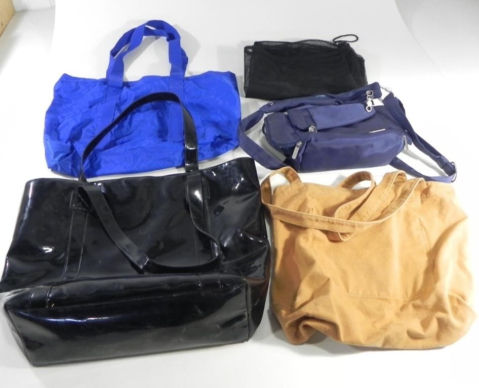 5 BAGS-PLASTIC, CANVAS, MESH ETC