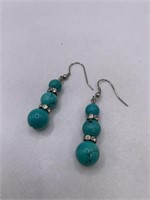 NATURAL STONE & RONDELL PIERCED EARRINGS
