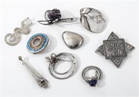 Modernist Gem-Set Silver Brooches, 9