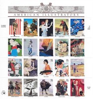 American Illustrators stamp sheet 20 x 34 cent sta