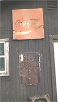 OLD METAL COKE SIGN AND SELF SERVICE SIGN