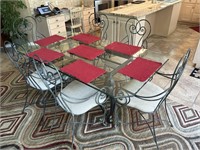 Glass Top Dining Room Table with 6 padded chairs