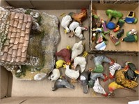 French Miniature Nativity Scene, Chicken Figurines