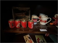 LOT OF COKE ORNAMENTS, TRAY AND MUGS