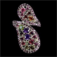 Natural Amethyst Sapphire Tourmaline Ring