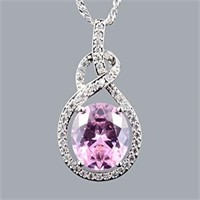 18k Gold-pl. Oval 8.80ct Pink Sapphire Necklace