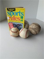 Lot of Baseballs & Book of Baseball Rules