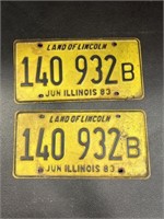 1983 Illinois License Plates-pair