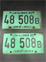 1982 Illinois License Plates-pair