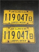 1980 Illinois License Plates-pair