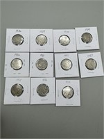11 Various Date Buffalo Nickels