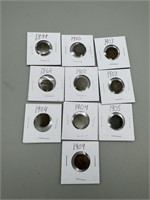 10 Various Date Indian Head Pennies