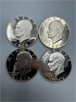 (4) Silver Clad Proof Ike Dollars, All S Mints