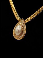 Christian Dior Gold Tone Faux Pearl Necklace