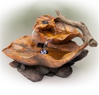 Alpine Cascading 14" Tiered Leaf Tabletop Fountain