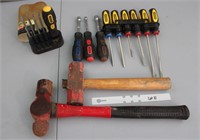 (2) hammers; 9 way screwdriver; (3) Stanley
