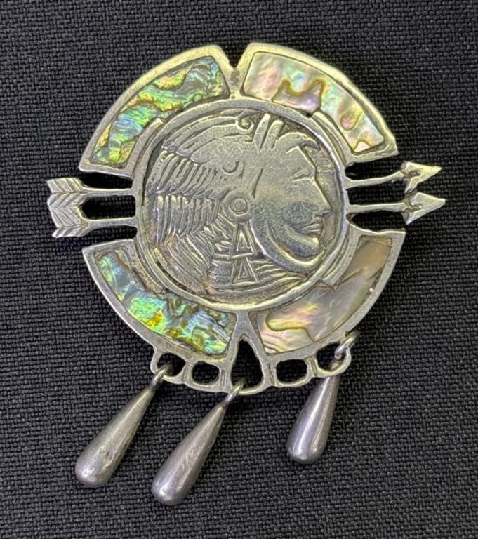 Vintage silver Native American style pin