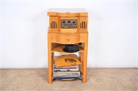 Philco Record Player on Stand w/ Records