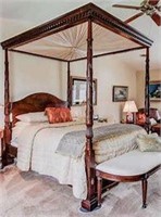 Henkel Harris carved king size poster bed w/canopy