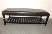 Leather Like Bench W/ Shelf