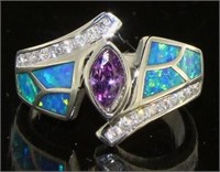 Beautiful Amethyst & Blue Opal Designer Ring