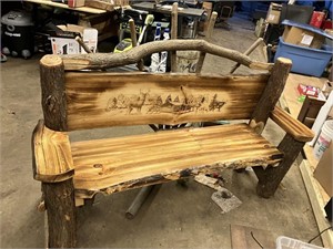 Amish Made Log Bench XL 68" long heavy duty