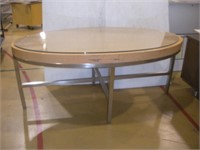 Oval Display Table  6ft x 3ft x 2 1/2ft   damaged