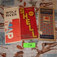 VINTAGE MOBILGAS & SHELL ROAD MAPS, WOLF RIVER MAP