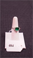 Ring marked 925 size 6.5 with green and